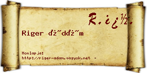 Riger Ádám névjegykártya